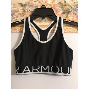 Under Armour XS Black Racerback Logo Sports Athleisure Gym Sports Bra